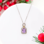 Ametist ve Swarovski Taşı 925 Ayar Gümüş Tasarımlı Bayan Kolye