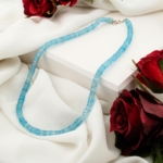 5A+ Kalite Blue Topaz Doğal Taş Rondel Kesim Dizi Kolye