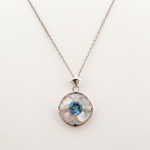 Orijinal Blue Topaz, Sedef ve Swarovski Taşı 925 Ayar Gümüş Tasarımlı Bayan Kolye - Görsel 3
