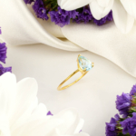 Blue Topaz Taşı 925 Ayar Gümüş Gold Kaplama Kadın Yüzük