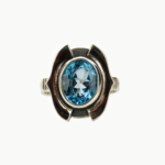 Blue Topaz Taşı 925 Ayar Gümüş Erkek / Kadın (Unisex) El İşçiliği Yüzük - Görsel 2