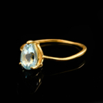 Blue Topaz Taşı 925 Ayar Gümüş Gold Kaplama Kadın Yüzük - Görsel 3