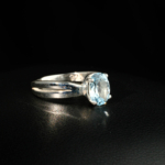 Blue Topaz Taşı 925 Ayar Gümüş Tasarımlı Bayan Yüzük - Görsel 3