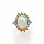 Orijinal Opal, Blue Topaz, Sitrin ve Zebercet Taşı 925 Ayar Gümüş Yüzük - Görsel 2