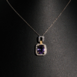 Ametist ve Swarovski Taşı 925 Ayar Gümüş Tasarımlı Bayan Kolye - Görsel 2