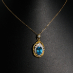 Blue Topaz Taşı 925 Ayar Gümüş Tasarımlı Bayan Kolye - Görsel 2