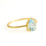 Blue Topaz Taşı 925 Ayar Gümüş Gold Kaplama Kadın Yüzük - Görsel 2