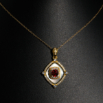 Garnet, Sedef ve Swarovski Taşı 925 Ayar Gümüş Tasarımlı Bayan Kolye - Görsel 2