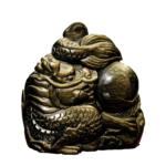 Gold Obsidyen Taşı El Oyması Carving İşçilik Ejderha Obje - Görsel 2