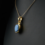 Labradorit Taşı 925 Ayar Gümüş Tasarım Gold Kaplama Bayan Kolye - Görsel 4