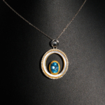 Orijinal Topaz, Sedef ve Swarovski Taşı 925 Ayar Gümüş Tasarımlı Bayan Kolye - Görsel 2
