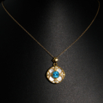 Topaz, Sedef ve Swarovski Taşı 925 Ayar Gümüş Bayan Kolye - Görsel 2