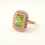 Özel Tasarım Zebercet, Pembe Mozanite ve Swarovski Taşı 925 Ayar Gümüş Tasarım Rose Kadın Yüzük - Görsel 5