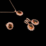 Zültanit Taşlı 925 Ayar Gümüş Rose Kaplama Bayan Set - Görsel 2