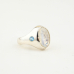 Orijinal Ay Taşı ve Blue Topaz Taşı 925 Ayar Gümüş Tasarım Unisex (Kadın/Erkek) Yüzük - Görsel 4