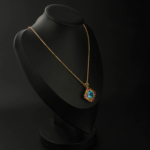 Özel Tasarım Sitrin, Turmalin ve Swiss Blue Topaz Taşı Gold Kaplama 925 Ayar Gümüş Kolye - Görsel 4