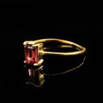 Garnet (Lal) Taşı 925 Ayar Gümüş Gold Kaplama Bayan Yüzük - Görsel 3