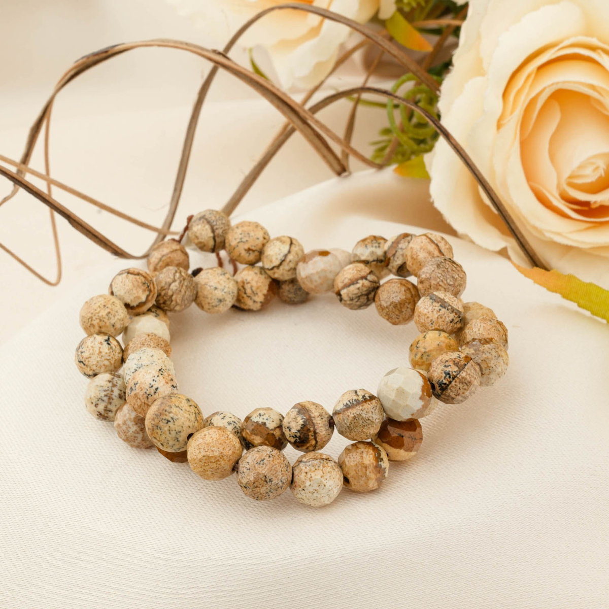 Kahverengi Jasper Faset Kesim Doğal Taş Dizi (8mm)