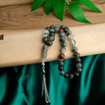 Orijinal Kan Jasper Doğal Taş 33lü Metal Tesbih (8mm)