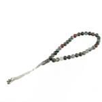 Orijinal Kan Jasper Doğal Taş 33lü Metal Tesbih (8mm) - Görsel 2