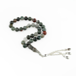 Orijinal Kan Jasper Doğal Taş 33lü Metal Tesbih (8mm) - Görsel 3