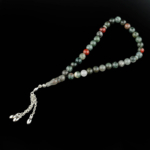 Orijinal Kan Jasper Doğal Taş 33lü Metal Tesbih (8mm) - Görsel 5