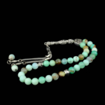 Orijinal Krizopraz (Krizoplas) Doğal Taş 33 Metal Tesbih (8mm) - Görsel 5