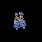 Orijinal Natural Safir-Kyanit ve Elmas Doğal Taş Gümüş Küpe - Görsel 5