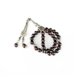 Lal (Garnet) Doğal Taş 33lü Metal Tesbih (8mm) - Görsel 3