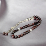 Lal (Garnet) Doğal Taş 33lü Metal Tesbih (8mm) - Görsel 5