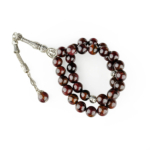 Lal (Garnet) Doğal Taş 33lü Metal Tesbih (10mm) - Görsel 3
