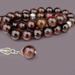Lal (Garnet) Doğal Taş 33lü Metal Tesbih (10mm) - Görsel 5