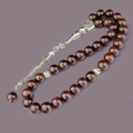 Lal (Garnet) Doğal Taş 33lü Metal Tesbih (10mm) - Görsel 6