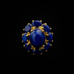 Lapis Lazuli Taşı 925 Ayar Gümüş Gold Kaplama Bayan Yüzük - Görsel 2