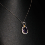 Ametist ve Swarovski Taşı 925 Ayar Gümüş Tasarımlı Bayan Kolye - Görsel 3