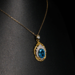 Blue Topaz Taşı 925 Ayar Gümüş Tasarımlı Bayan Kolye - Görsel 3