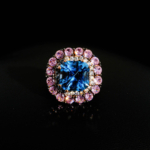 Özel Tasarım Orijinal Swiss Blue Topaz ve Pembe Topaz Taşı 925 Ayar Gümüş Tasarımlı Kadın Yüzük - Görsel 5