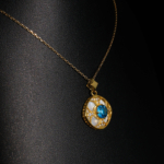 Topaz, Sedef ve Swarovski Taşı 925 Ayar Gümüş Bayan Kolye - Görsel 4
