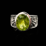 Orijinal Zebercet (Peridot) Taşı 925 Ayar Gümüş Tasarımlı El İşçiliği Erkek Yüzük - Görsel 2