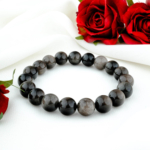 4A+Kalite Orijinal Silver Obsidyen Doğal Taş Bileklik (12-13mm)