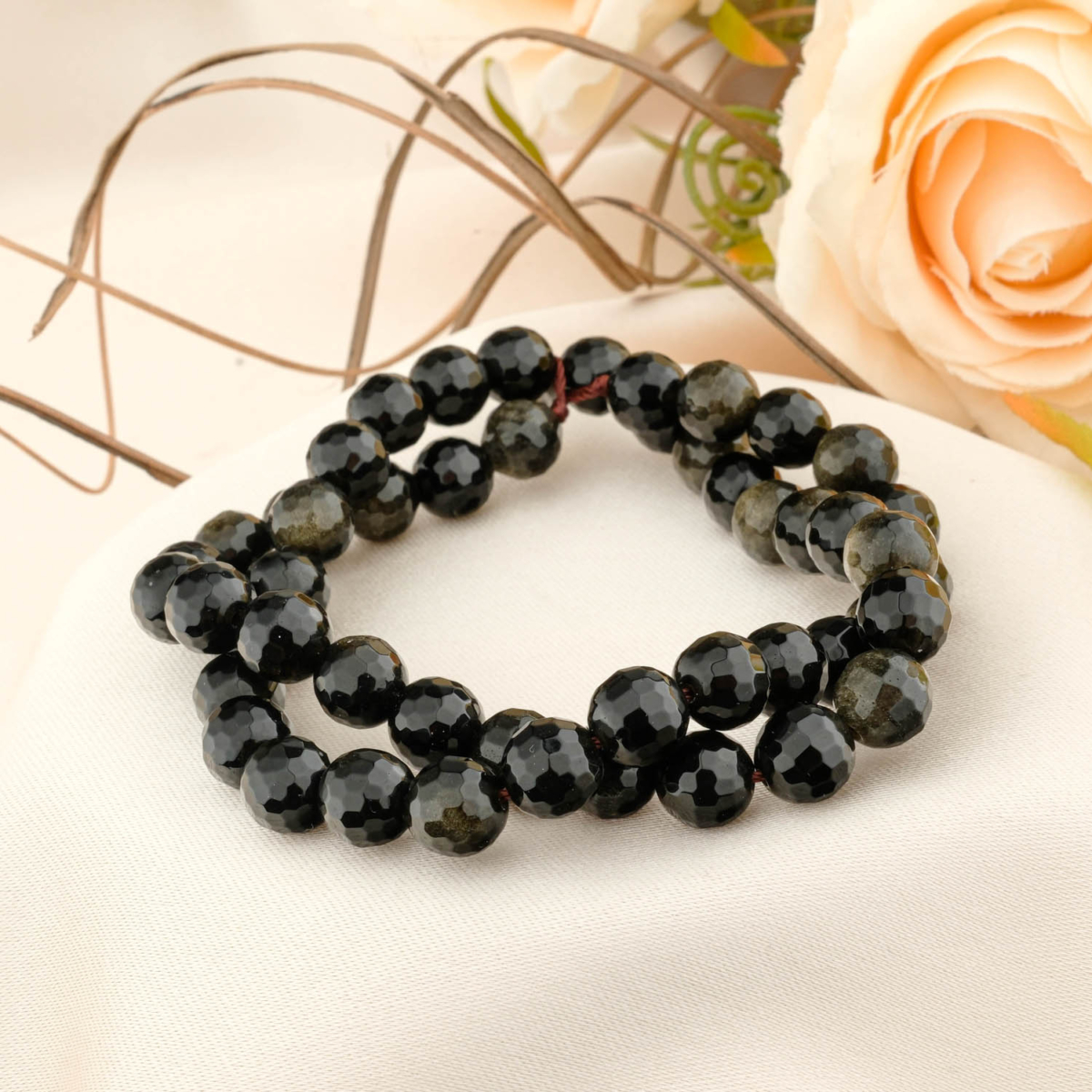 Gold Obsidyen Faset Kesim Doğal Taş Dizi (8mm)