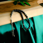 Orijinal Obsidyen Doğal Taş 33 Metal Tesbih (8mm)