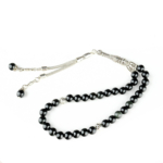 Orijinal Obsidyen Doğal Taş 33 Metal Tesbih (8mm) - Görsel 3