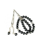 Orijinal Obsidyen Doğal Taş 33 Metal Tesbih (8mm) - Görsel 2