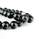 Orijinal Obsidyen Doğal Taş 33 Metal Tesbih (8mm) - Görsel 4