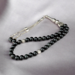 Orijinal Obsidyen Doğal Taş 33 Metal Tesbih (8mm) - Görsel 5