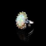 Orijinal Opal, Blue Topaz, Sitrin ve Zebercet Taşı 925 Ayar Gümüş Yüzük - Görsel 6