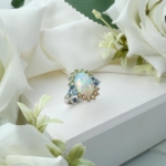 Orijinal Opal, Blue Topaz, Sitrin ve Zebercet Taşı 925 Ayar Gümüş Yüzük