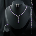 Orijinal Ametist Taşı 925 Ayar Gümüş Bayan Set - Görsel 5