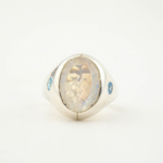 Orijinal Ay Taşı ve Blue Topaz Taşı 925 Ayar Gümüş Tasarım Unisex (Kadın/Erkek) Yüzük - Görsel 6